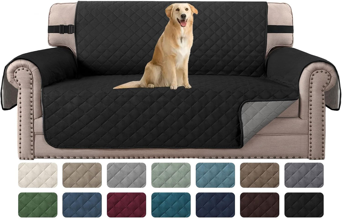 Reversible Couch Cover for 3 Cushion Cover Pet Friendly Sofa Cover for Dog Washable Furniture Protector Water Resistant Slipcover with Non Slip Elastic Strap(Sofa, Ivory/Beige)