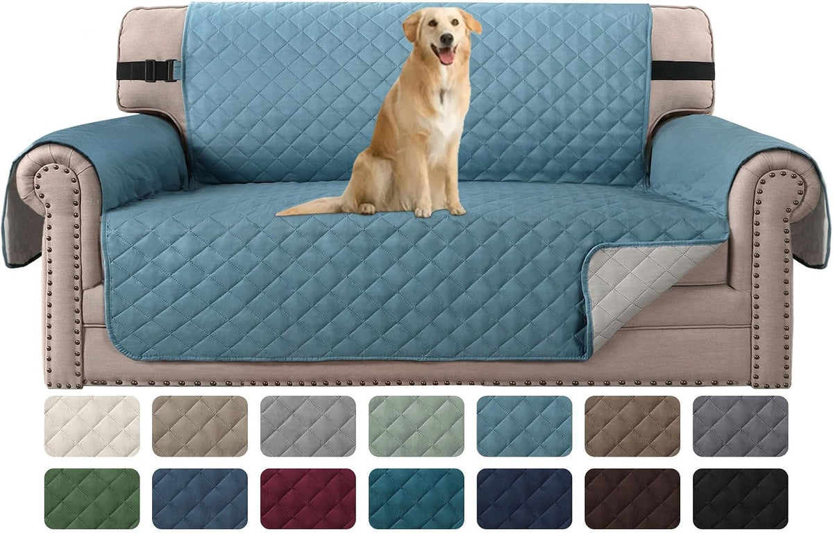 Reversible Couch Cover for 3 Cushion Cover Pet Friendly Sofa Cover for Dog Washable Furniture Protector Water Resistant Slipcover with Non Slip Elastic Strap(Sofa, Ivory/Beige)
