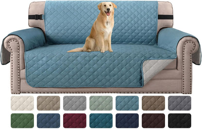 Reversible Couch Cover for 3 Cushion Cover Pet Friendly Sofa Cover for Dog Washable Furniture Protector Water Resistant Slipcover with Non Slip Elastic Strap(Sofa, Ivory/Beige)