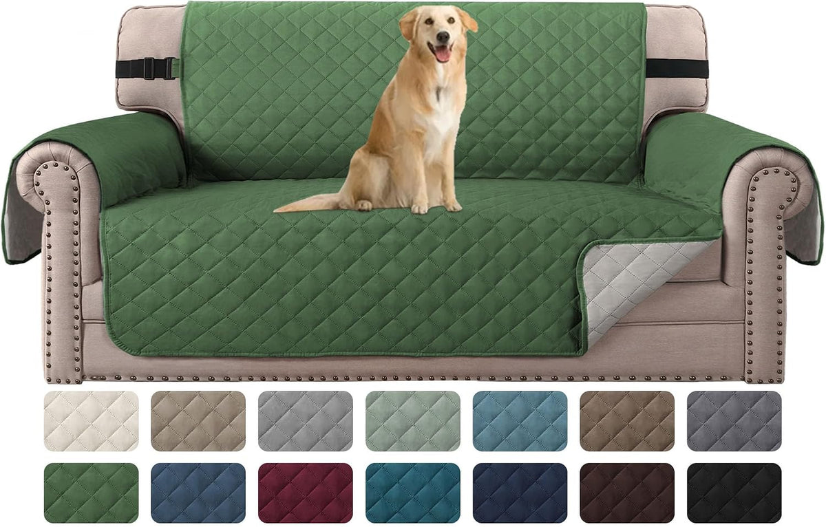 Reversible Couch Cover for 3 Cushion Cover Pet Friendly Sofa Cover for Dog Washable Furniture Protector Water Resistant Slipcover with Non Slip Elastic Strap(Sofa, Ivory/Beige)