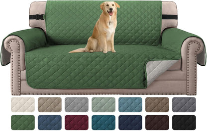 Reversible Couch Cover for 3 Cushion Cover Pet Friendly Sofa Cover for Dog Washable Furniture Protector Water Resistant Slipcover with Non Slip Elastic Strap(Sofa, Ivory/Beige)