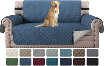 Reversible Couch Cover for 3 Cushion Cover Pet Friendly Sofa Cover for Dog Washable Furniture Protector Water Resistant Slipcover with Non Slip Elastic Strap(Sofa, Ivory/Beige)