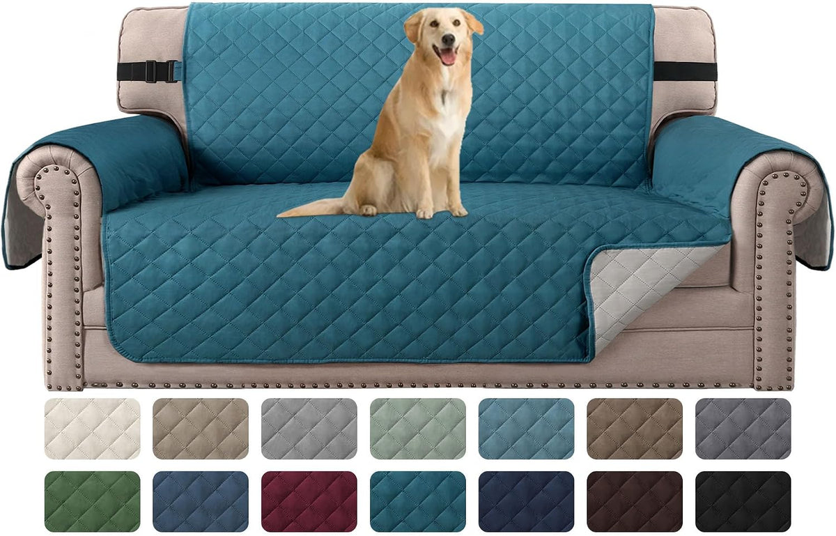 Reversible Couch Cover for 3 Cushion Cover Pet Friendly Sofa Cover for Dog Washable Furniture Protector Water Resistant Slipcover with Non Slip Elastic Strap(Sofa, Ivory/Beige)
