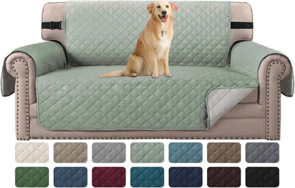 Reversible Couch Cover for 3 Cushion Cover Pet Friendly Sofa Cover for Dog Washable Furniture Protector Water Resistant Slipcover with Non Slip Elastic Strap(Sofa, Ivory/Beige)