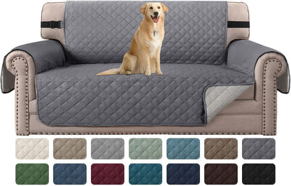 Reversible Couch Cover for 3 Cushion Cover Pet Friendly Sofa Cover for Dog Washable Furniture Protector Water Resistant Slipcover with Non Slip Elastic Strap(Sofa, Ivory/Beige)