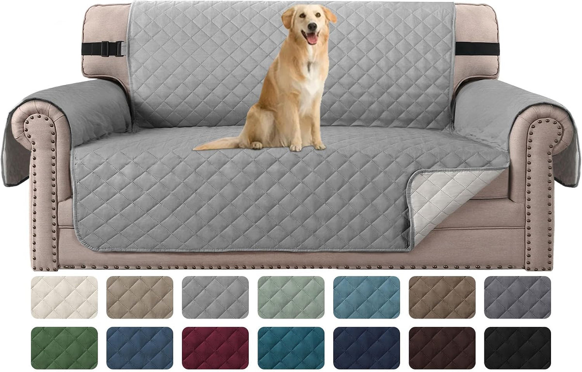 Reversible Couch Cover for 3 Cushion Cover Pet Friendly Sofa Cover for Dog Washable Furniture Protector Water Resistant Slipcover with Non Slip Elastic Strap(Sofa, Ivory/Beige)