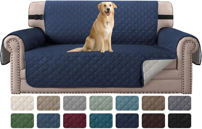 Reversible Couch Cover for 3 Cushion Cover Pet Friendly Sofa Cover for Dog Washable Furniture Protector Water Resistant Slipcover with Non Slip Elastic Strap(Sofa, Ivory/Beige)