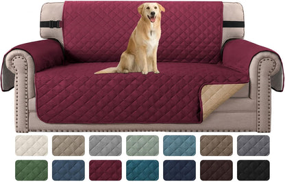 Reversible Couch Cover for 3 Cushion Cover Pet Friendly Sofa Cover for Dog Washable Furniture Protector Water Resistant Slipcover with Non Slip Elastic Strap(Sofa, Ivory/Beige)