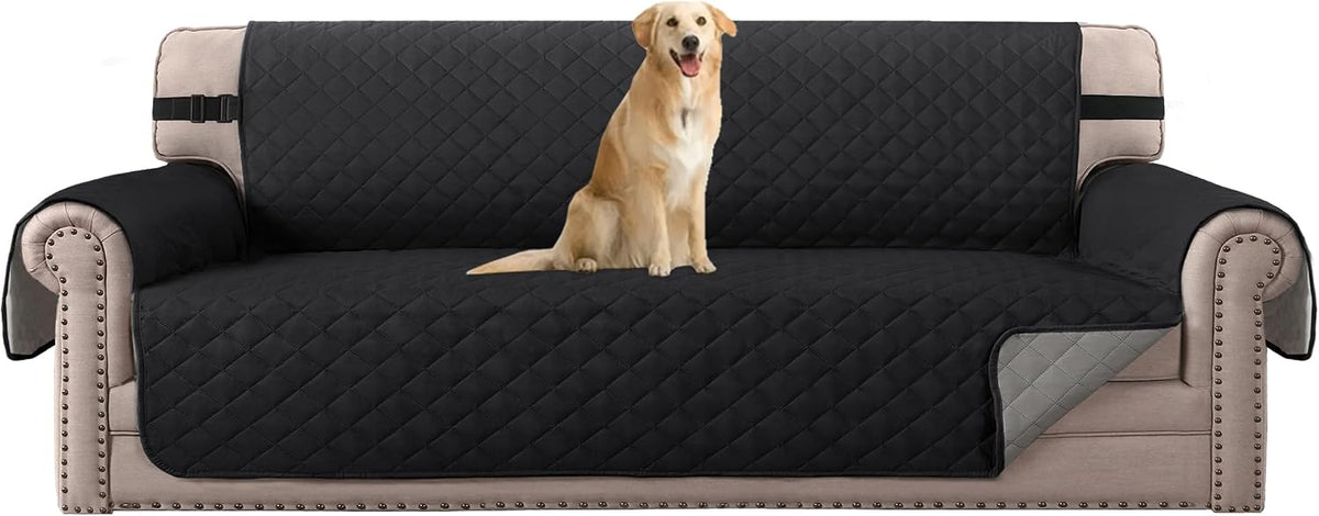Reversible Couch Cover for 3 Cushion Cover Pet Friendly Sofa Cover for Dog Washable Furniture Protector Water Resistant Slipcover with Non Slip Elastic Strap(Sofa, Ivory/Beige)