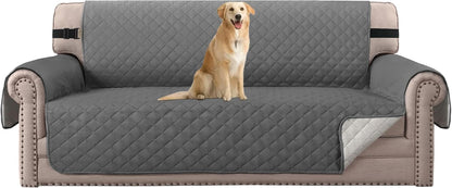 Reversible Couch Cover for 3 Cushion Cover Pet Friendly Sofa Cover for Dog Washable Furniture Protector Water Resistant Slipcover with Non Slip Elastic Strap(Sofa, Ivory/Beige)