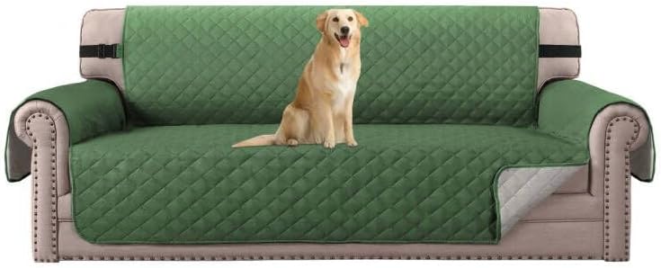 Reversible Couch Cover for 3 Cushion Cover Pet Friendly Sofa Cover for Dog Washable Furniture Protector Water Resistant Slipcover with Non Slip Elastic Strap(Sofa, Ivory/Beige)