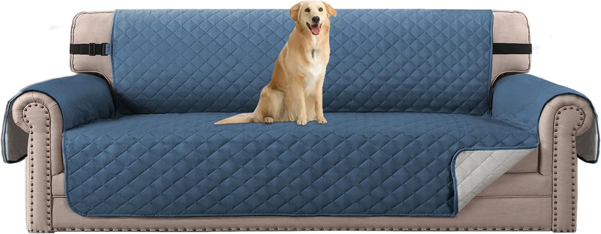 Reversible Couch Cover for 3 Cushion Cover Pet Friendly Sofa Cover for Dog Washable Furniture Protector Water Resistant Slipcover with Non Slip Elastic Strap(Sofa, Ivory/Beige)