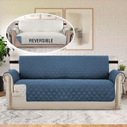 Reversible Couch Cover for 3 Cushion Cover Pet Friendly Sofa Cover for Dog Washable Furniture Protector Water Resistant Slipcover with Non Slip Elastic Strap(Sofa, Ivory/Beige)