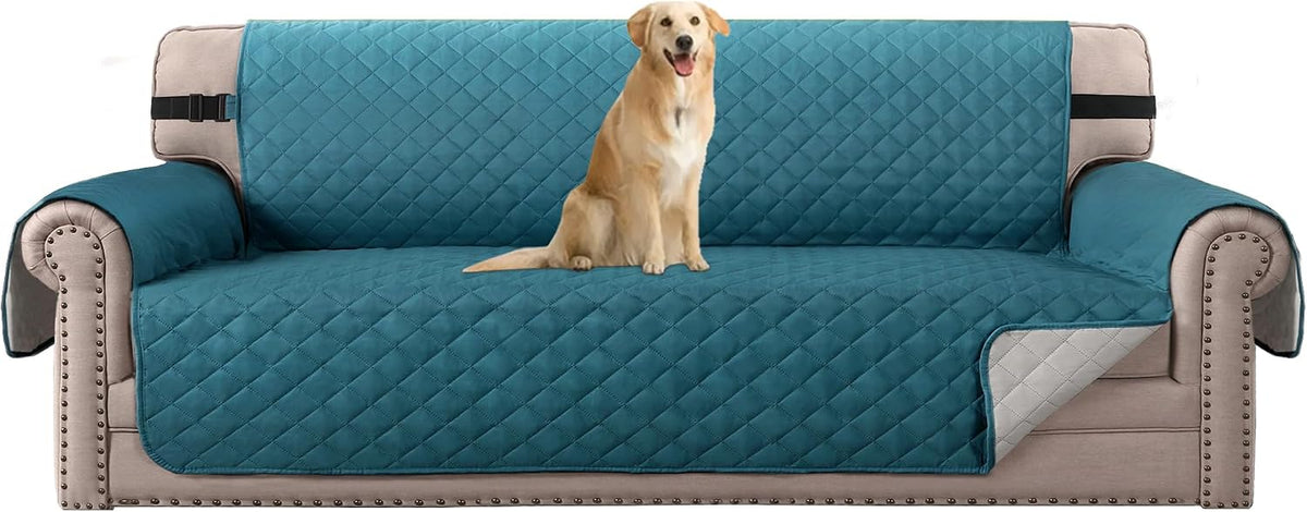 Reversible Couch Cover for 3 Cushion Cover Pet Friendly Sofa Cover for Dog Washable Furniture Protector Water Resistant Slipcover with Non Slip Elastic Strap(Sofa, Ivory/Beige)