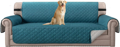 Reversible Couch Cover for 3 Cushion Cover Pet Friendly Sofa Cover for Dog Washable Furniture Protector Water Resistant Slipcover with Non Slip Elastic Strap(Sofa, Ivory/Beige)
