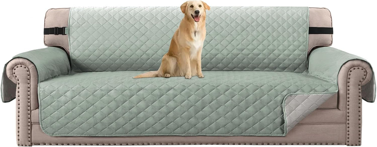 Reversible Couch Cover for 3 Cushion Cover Pet Friendly Sofa Cover for Dog Washable Furniture Protector Water Resistant Slipcover with Non Slip Elastic Strap(Sofa, Ivory/Beige)