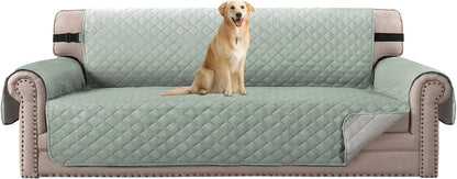 Reversible Couch Cover for 3 Cushion Cover Pet Friendly Sofa Cover for Dog Washable Furniture Protector Water Resistant Slipcover with Non Slip Elastic Strap(Sofa, Ivory/Beige)