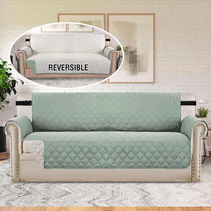 Reversible Couch Cover for 3 Cushion Cover Pet Friendly Sofa Cover for Dog Washable Furniture Protector Water Resistant Slipcover with Non Slip Elastic Strap(Sofa, Ivory/Beige)