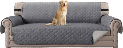 Reversible Couch Cover for 3 Cushion Cover Pet Friendly Sofa Cover for Dog Washable Furniture Protector Water Resistant Slipcover with Non Slip Elastic Strap(Sofa, Ivory/Beige)