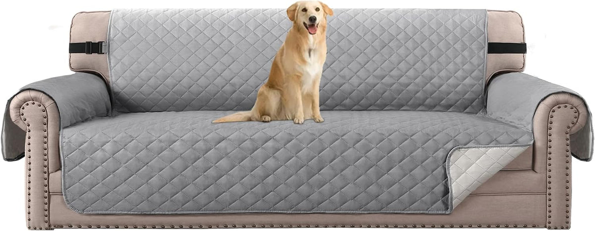 Reversible Couch Cover for 3 Cushion Cover Pet Friendly Sofa Cover for Dog Washable Furniture Protector Water Resistant Slipcover with Non Slip Elastic Strap(Sofa, Ivory/Beige)