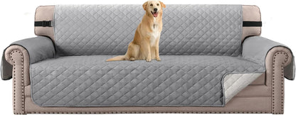 Reversible Couch Cover for 3 Cushion Cover Pet Friendly Sofa Cover for Dog Washable Furniture Protector Water Resistant Slipcover with Non Slip Elastic Strap(Sofa, Ivory/Beige)