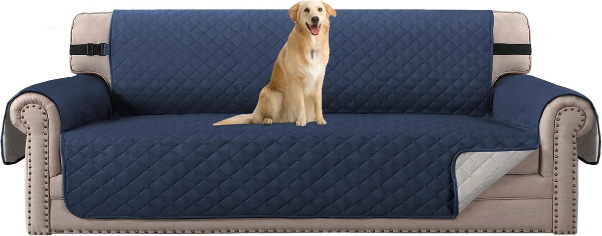Reversible Couch Cover for 3 Cushion Cover Pet Friendly Sofa Cover for Dog Washable Furniture Protector Water Resistant Slipcover with Non Slip Elastic Strap(Sofa, Ivory/Beige)