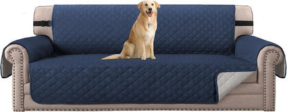 Reversible Couch Cover for 3 Cushion Cover Pet Friendly Sofa Cover for Dog Washable Furniture Protector Water Resistant Slipcover with Non Slip Elastic Strap(Sofa, Ivory/Beige)