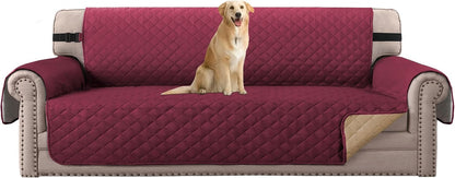 Reversible Couch Cover for 3 Cushion Cover Pet Friendly Sofa Cover for Dog Washable Furniture Protector Water Resistant Slipcover with Non Slip Elastic Strap(Sofa, Ivory/Beige)