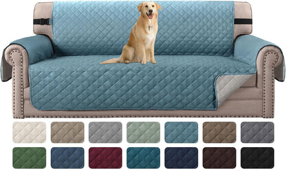 Reversible Couch Cover for 3 Cushion Cover Pet Friendly Sofa Cover for Dog Washable Furniture Protector Water Resistant Slipcover with Non Slip Elastic Strap(Sofa, Ivory/Beige)