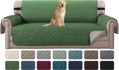 Reversible Couch Cover for 3 Cushion Cover Pet Friendly Sofa Cover for Dog Washable Furniture Protector Water Resistant Slipcover with Non Slip Elastic Strap(Sofa, Ivory/Beige)