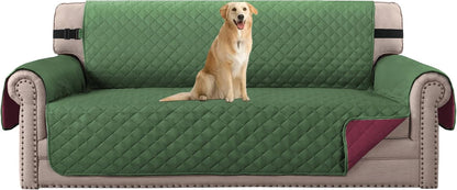 Reversible Couch Cover for 3 Cushion Cover Pet Friendly Sofa Cover for Dog Washable Furniture Protector Water Resistant Slipcover with Non Slip Elastic Strap(Sofa, Ivory/Beige)