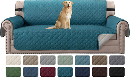 Reversible Couch Cover for 3 Cushion Cover Pet Friendly Sofa Cover for Dog Washable Furniture Protector Water Resistant Slipcover with Non Slip Elastic Strap(Sofa, Ivory/Beige)