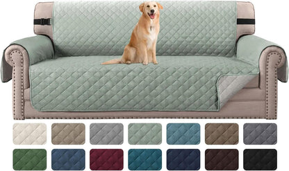 Reversible Couch Cover for 3 Cushion Cover Pet Friendly Sofa Cover for Dog Washable Furniture Protector Water Resistant Slipcover with Non Slip Elastic Strap(Sofa, Ivory/Beige)