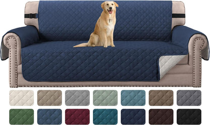 Reversible Couch Cover for 3 Cushion Cover Pet Friendly Sofa Cover for Dog Washable Furniture Protector Water Resistant Slipcover with Non Slip Elastic Strap(Sofa, Ivory/Beige)