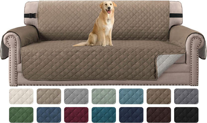 Reversible Couch Cover for 3 Cushion Cover Pet Friendly Sofa Cover for Dog Washable Furniture Protector Water Resistant Slipcover with Non Slip Elastic Strap(Sofa, Ivory/Beige)
