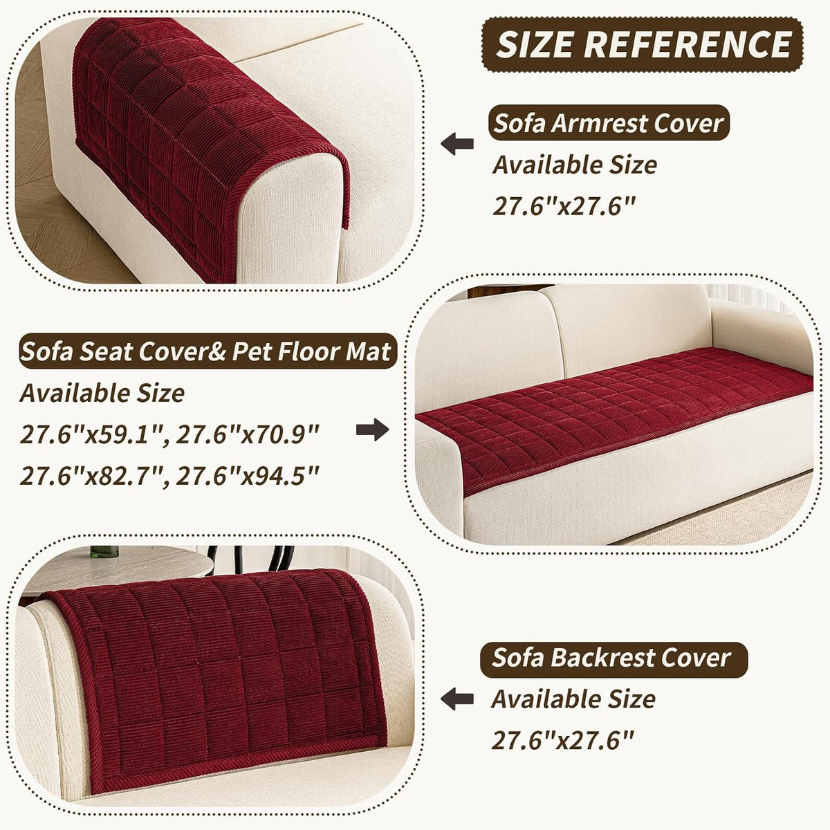 Couch Covers for Dogs, Non Slip Washable Pet Couch Covers for Sofa | 27.6”x70.9” Dark Brown Soft Velvet Sofa Covers for 2-3 Cushion Couch, Couch Protect Against Pet Hair, Scratches & Stains