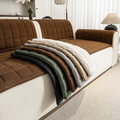 Couch Covers for Dogs, Non Slip Washable Pet Couch Covers for Sofa | 27.6”x70.9” Dark Brown Soft Velvet Sofa Covers for 2-3 Cushion Couch, Couch Protect Against Pet Hair, Scratches & Stains