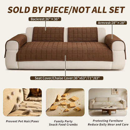 Couch Covers for Dogs, Non Slip Washable Pet Couch Covers for Sofa | 27.6”x70.9” Dark Brown Soft Velvet Sofa Covers for 2-3 Cushion Couch, Couch Protect Against Pet Hair, Scratches & Stains