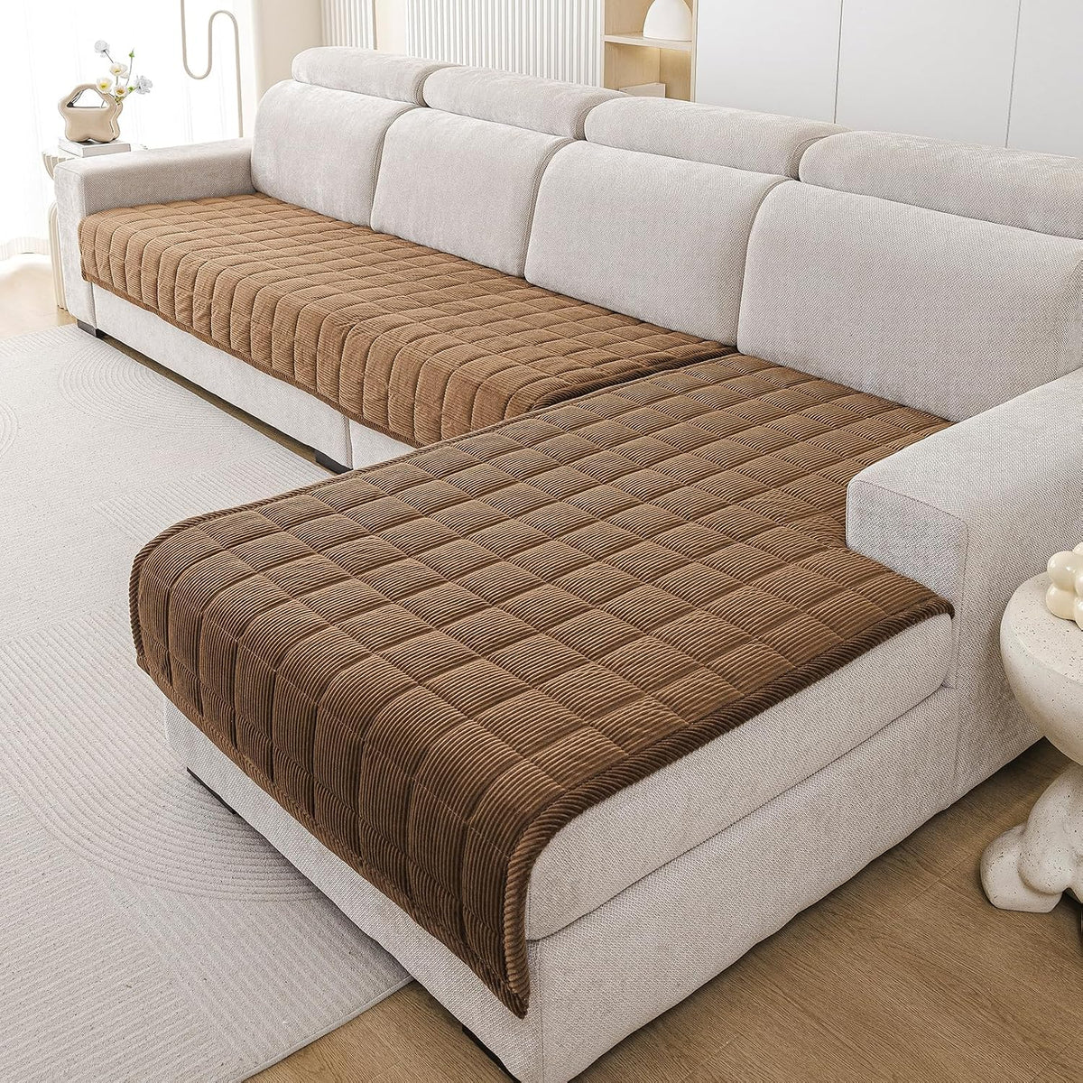 Couch Covers for Dogs, Non Slip Washable Pet Couch Covers for Sofa | 27.6”x70.9” Dark Brown Soft Velvet Sofa Covers for 2-3 Cushion Couch, Couch Protect Against Pet Hair, Scratches & Stains