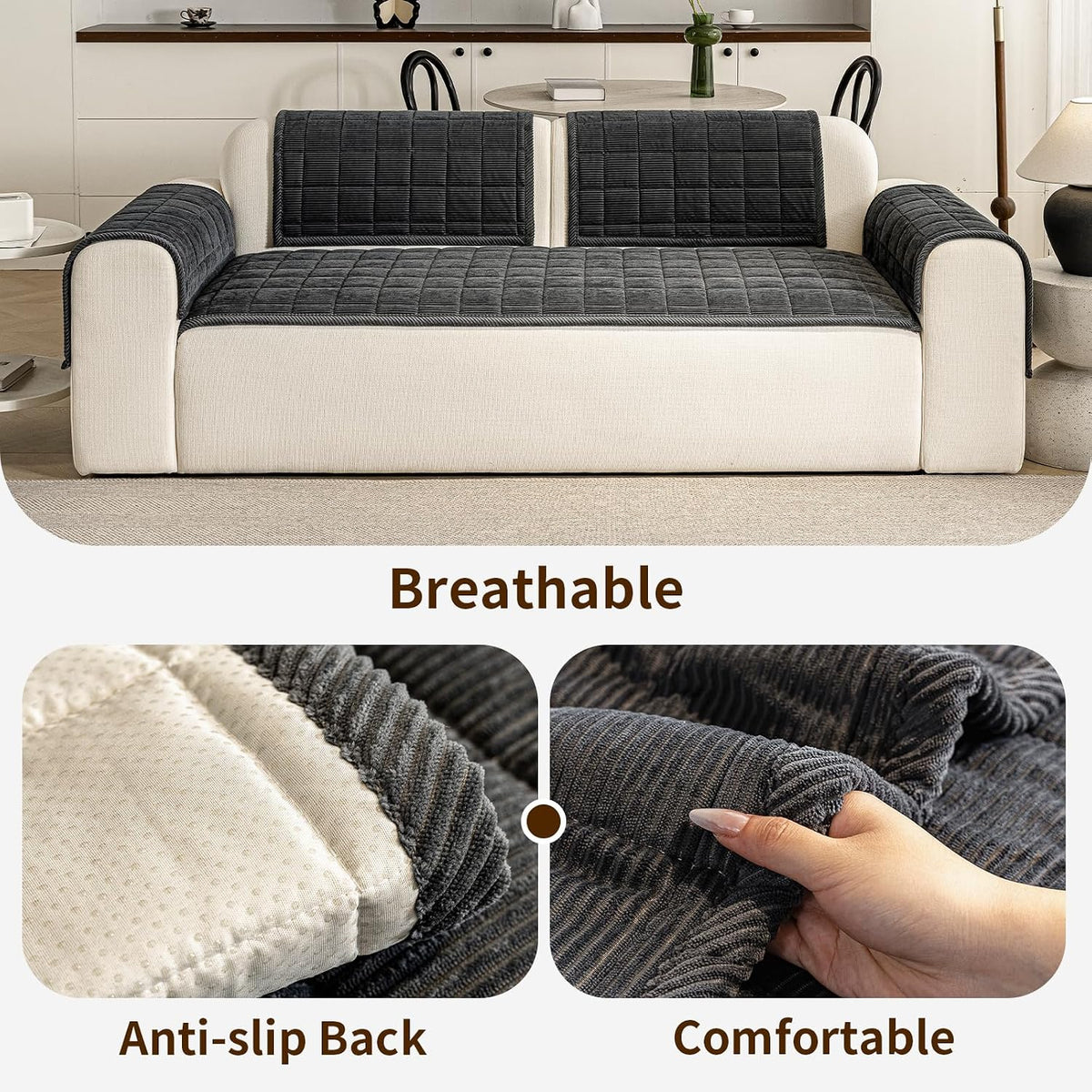 Couch Covers for Dogs, Non Slip Washable Pet Couch Covers for Sofa | 27.6”x70.9” Dark Brown Soft Velvet Sofa Covers for 2-3 Cushion Couch, Couch Protect Against Pet Hair, Scratches & Stains