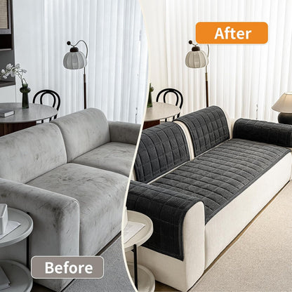 Couch Covers for Dogs, Non Slip Washable Pet Couch Covers for Sofa | 27.6”x70.9” Dark Brown Soft Velvet Sofa Covers for 2-3 Cushion Couch, Couch Protect Against Pet Hair, Scratches & Stains