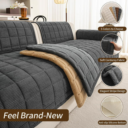 Couch Covers for Dogs, Non Slip Washable Pet Couch Covers for Sofa | 27.6”x70.9” Dark Brown Soft Velvet Sofa Covers for 2-3 Cushion Couch, Couch Protect Against Pet Hair, Scratches & Stains