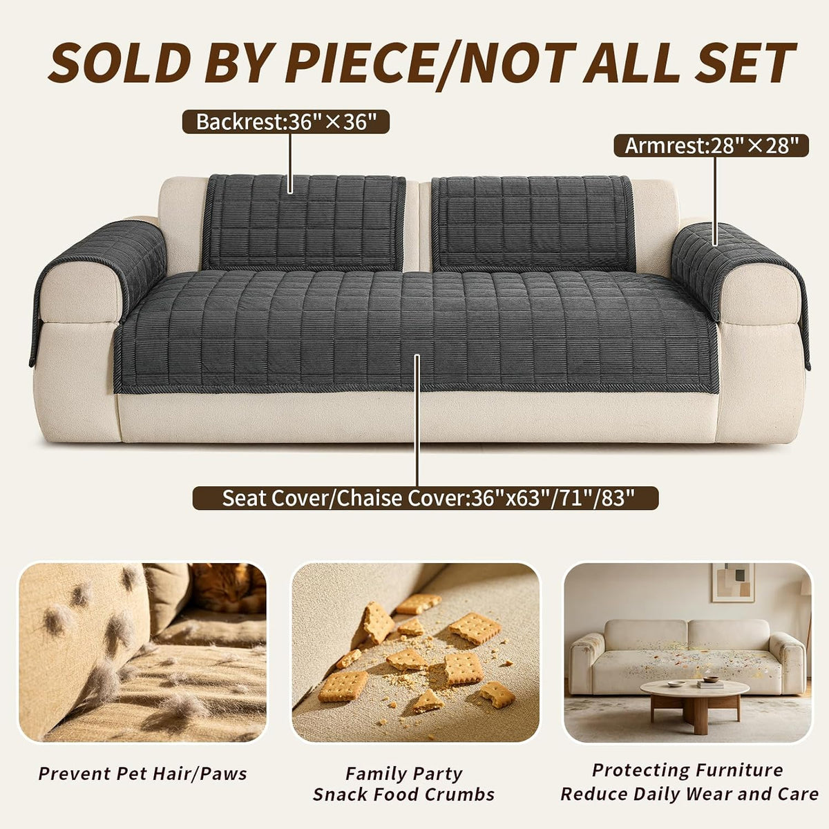 Couch Covers for Dogs, Non Slip Washable Pet Couch Covers for Sofa | 27.6”x70.9” Dark Brown Soft Velvet Sofa Covers for 2-3 Cushion Couch, Couch Protect Against Pet Hair, Scratches & Stains
