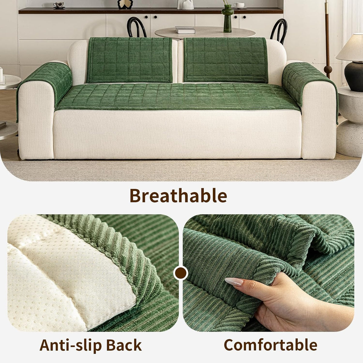 Couch Covers for Dogs, Non Slip Washable Pet Couch Covers for Sofa | 27.6”x70.9” Dark Brown Soft Velvet Sofa Covers for 2-3 Cushion Couch, Couch Protect Against Pet Hair, Scratches & Stains
