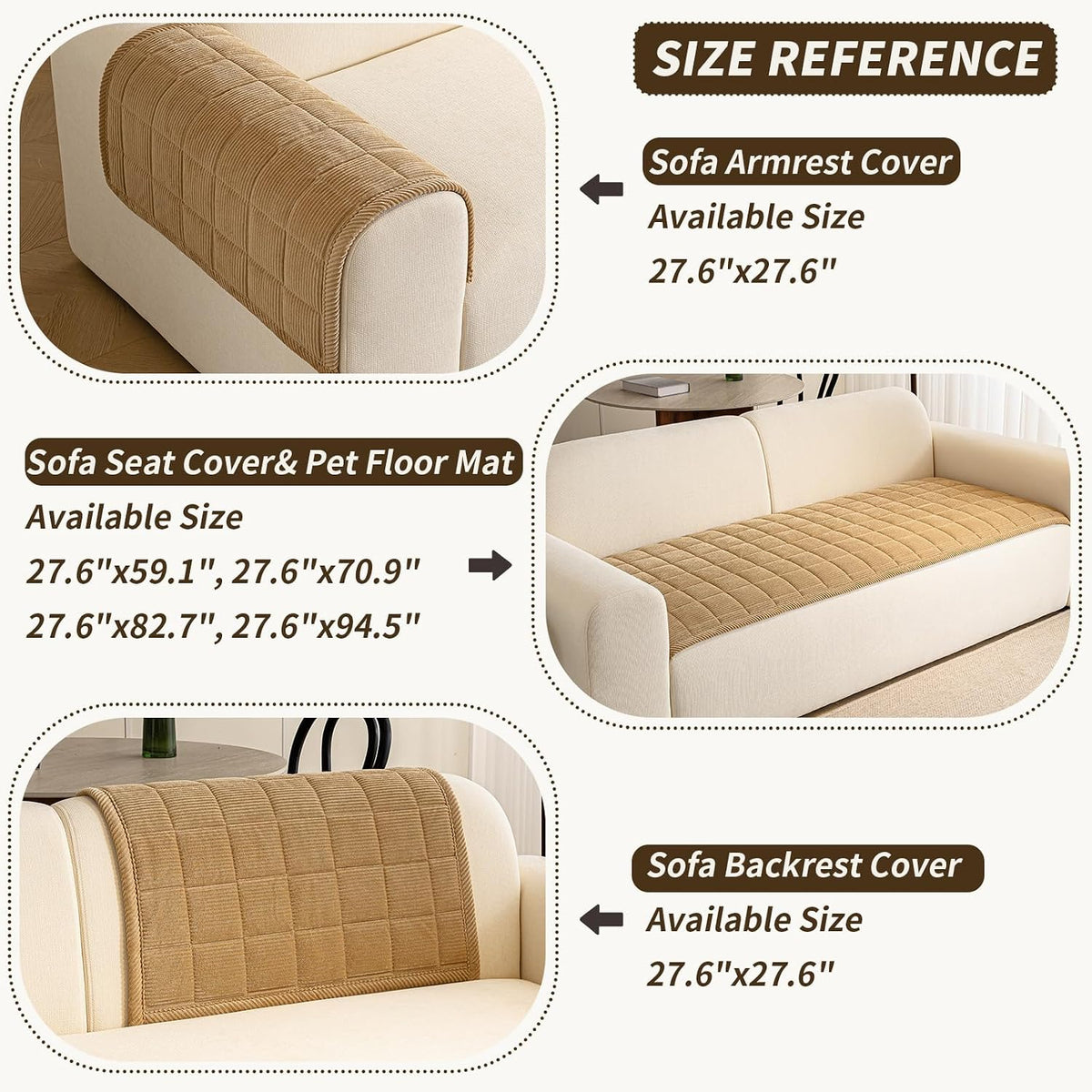 Couch Covers for Dogs, Non Slip Washable Pet Couch Covers for Sofa | 27.6”x70.9” Dark Brown Soft Velvet Sofa Covers for 2-3 Cushion Couch, Couch Protect Against Pet Hair, Scratches & Stains