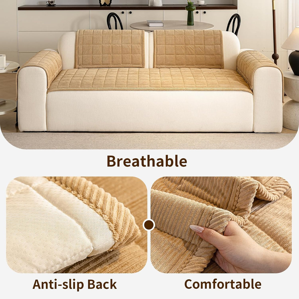 Couch Covers for Dogs, Non Slip Washable Pet Couch Covers for Sofa | 27.6”x70.9” Dark Brown Soft Velvet Sofa Covers for 2-3 Cushion Couch, Couch Protect Against Pet Hair, Scratches & Stains