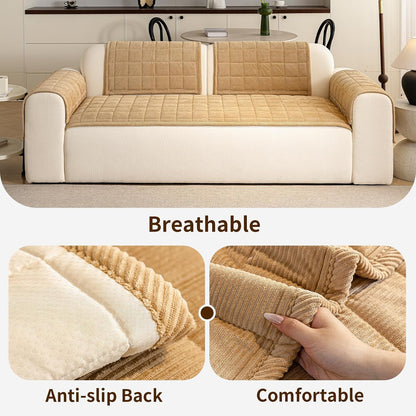 Couch Covers for Dogs, Non Slip Washable Pet Couch Covers for Sofa | 27.6”x70.9” Dark Brown Soft Velvet Sofa Covers for 2-3 Cushion Couch, Couch Protect Against Pet Hair, Scratches & Stains