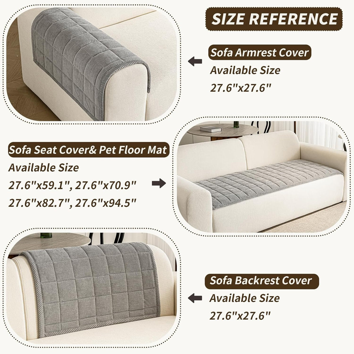 Couch Covers for Dogs, Non Slip Washable Pet Couch Covers for Sofa | 27.6”x70.9” Dark Brown Soft Velvet Sofa Covers for 2-3 Cushion Couch, Couch Protect Against Pet Hair, Scratches & Stains
