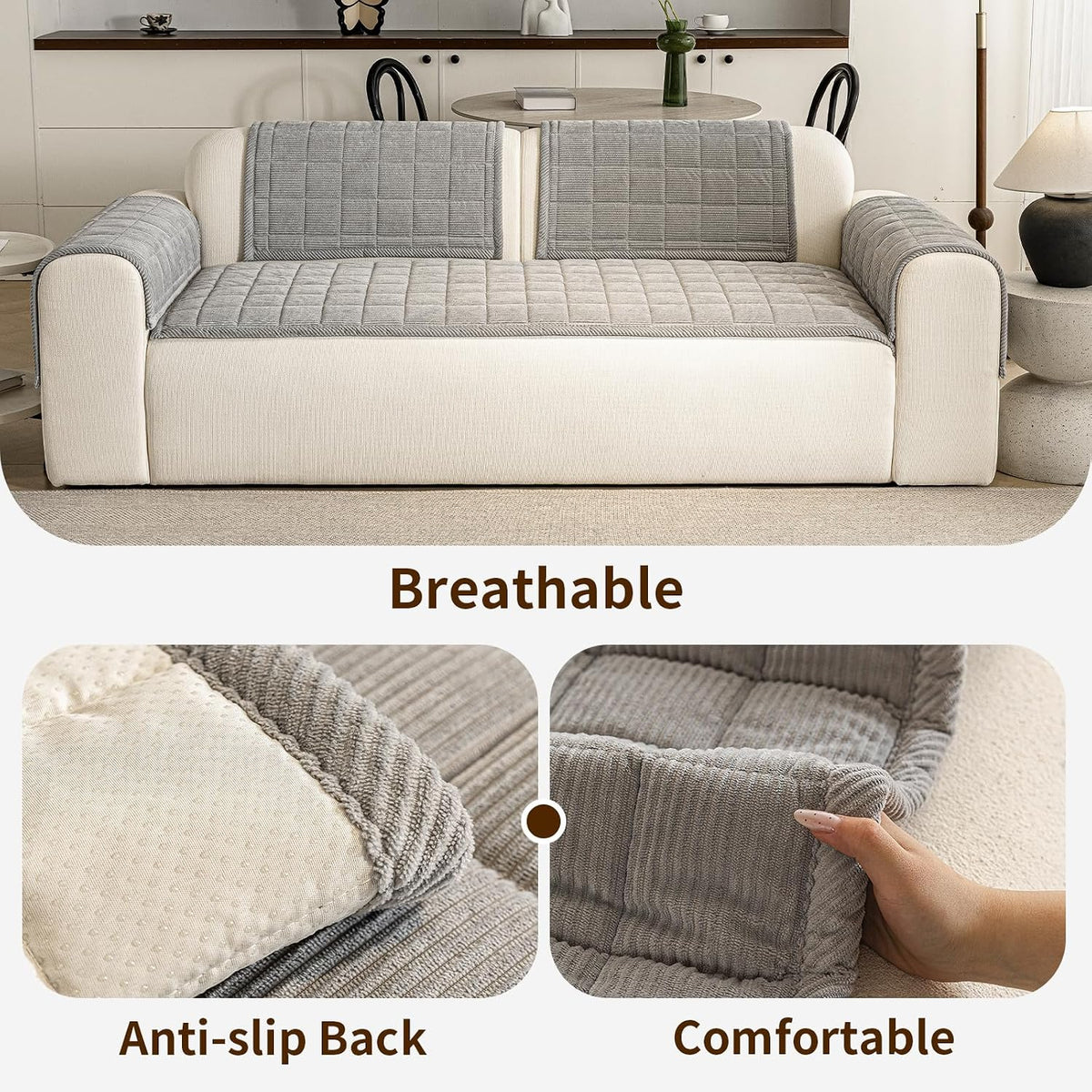 Couch Covers for Dogs, Non Slip Washable Pet Couch Covers for Sofa | 27.6”x70.9” Dark Brown Soft Velvet Sofa Covers for 2-3 Cushion Couch, Couch Protect Against Pet Hair, Scratches & Stains