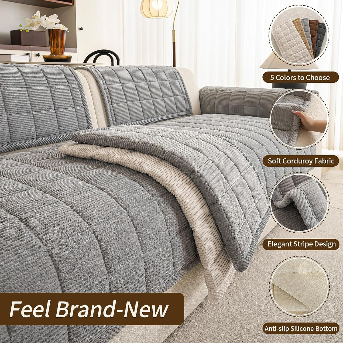 Couch Covers for Dogs, Non Slip Washable Pet Couch Covers for Sofa | 27.6”x70.9” Dark Brown Soft Velvet Sofa Covers for 2-3 Cushion Couch, Couch Protect Against Pet Hair, Scratches & Stains